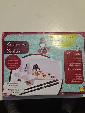 Sushis Set Paint-and-Customize Sushi Dish Set - Pink & Aqua Accents